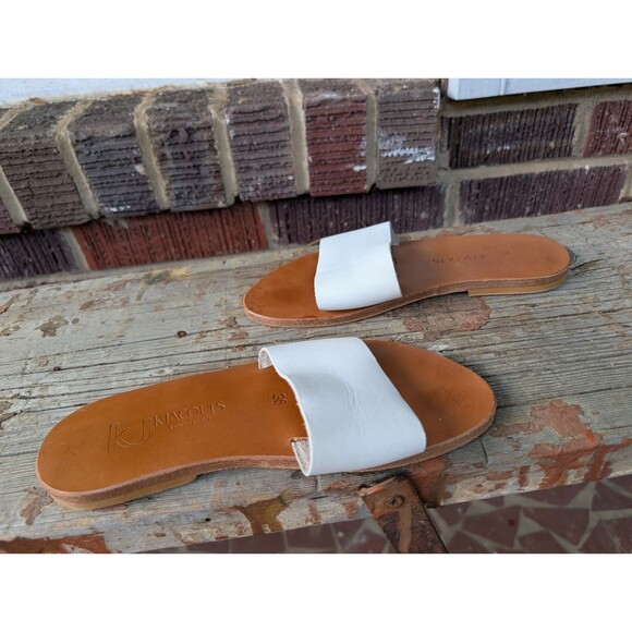 K JACQUES WHITE SLIP-ON LEATHER SANDALS-SAINT TROPEZ- SZ 36 $259 - Picture 6 of 10